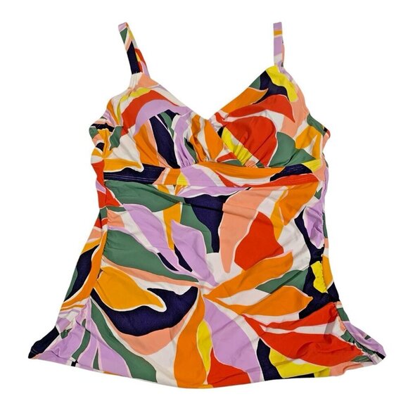 NWT Anne Cole 32C/34B Floral Abstract Underwire Tankini Swim Top Multicolor - Picture 3 of 9